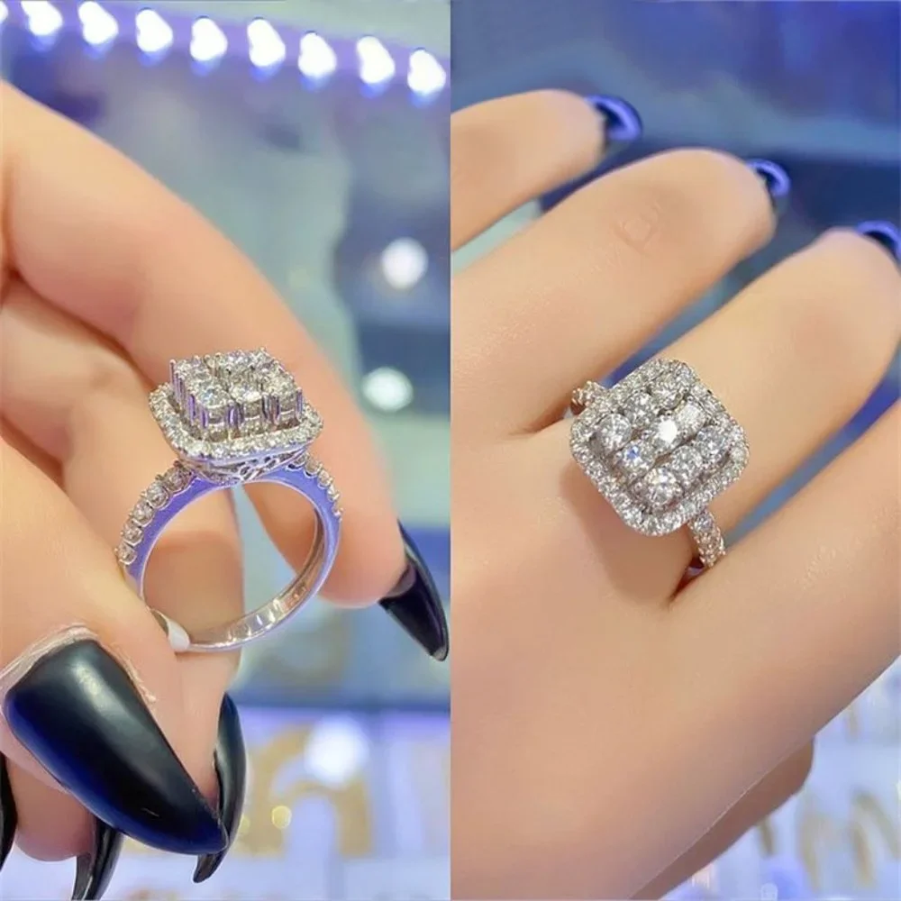 💥925 Silver Plated Luxury 5A Micro Pave Setting CZ Ring, MARR9395